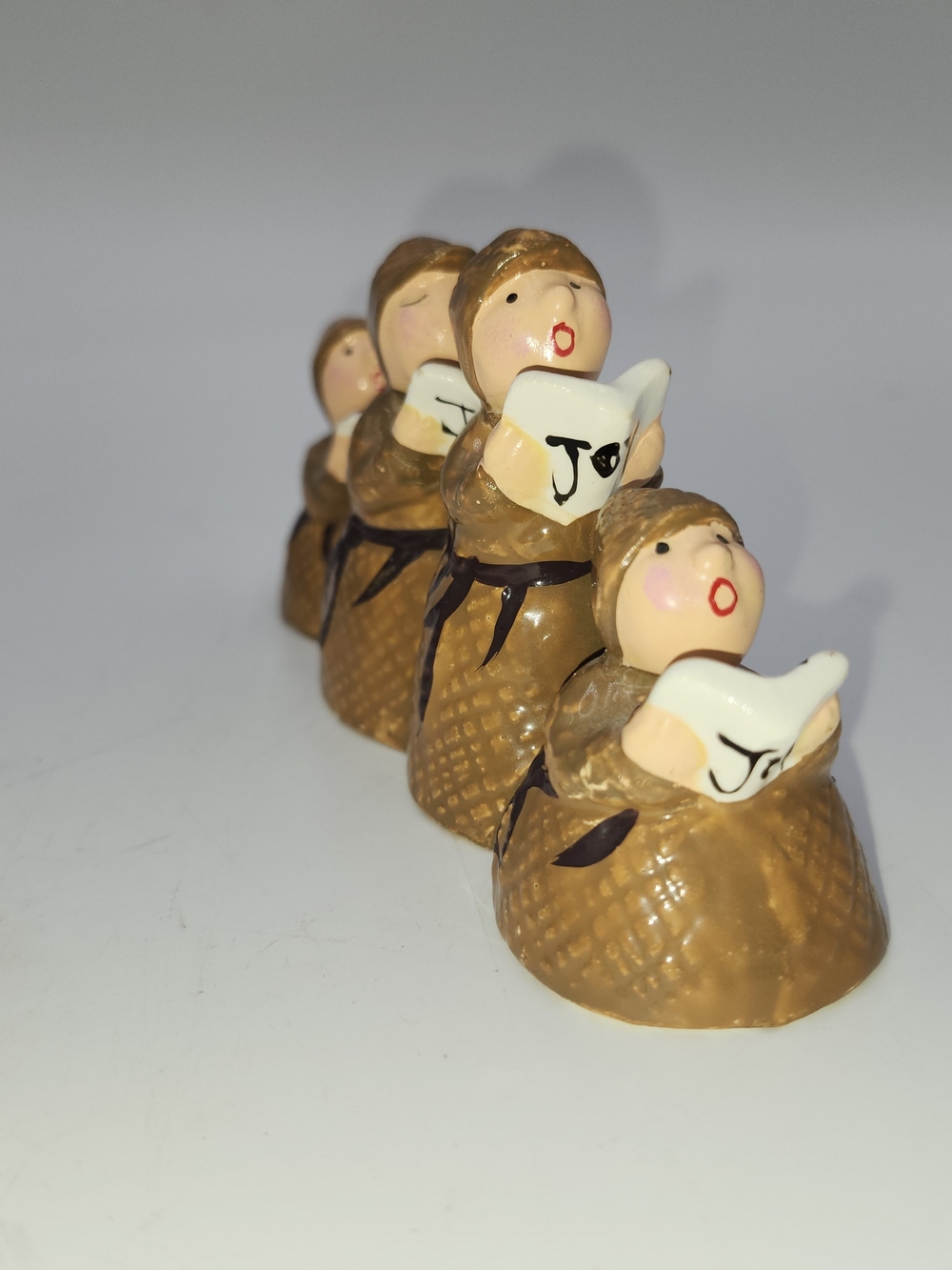 Vintage Dept 56 Ceramic Singing Choir Monks Figurine JOY Christmas Decor